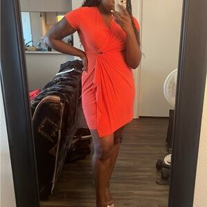 Emma & Michele Vibrant Orange Midi Dress